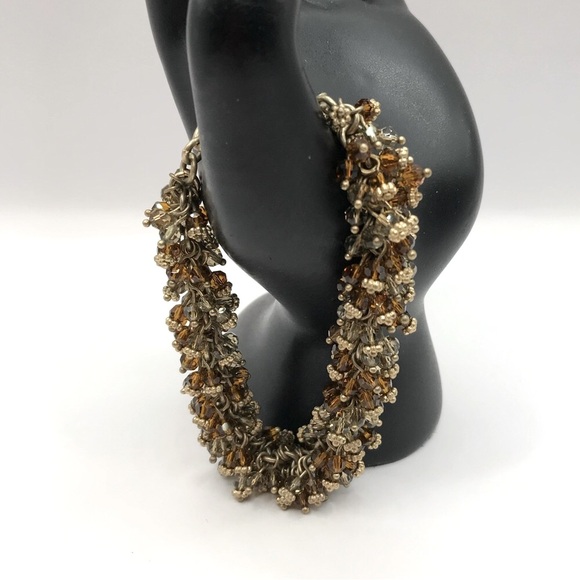 Banana Republic Jewelry - Banana Republic Gold-Tone and Brown Beaded Cha-Cha Bracelet